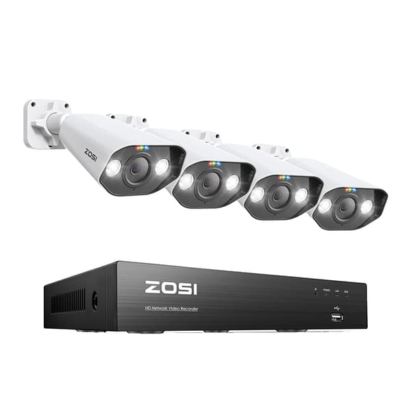 ZOSI POE -turvakamerajärjestelmä, 8MP Ultra HD -tarkkuus, edistynyt yökuvaus,8MP NVR 4kpl 5MP Kamera, 2T