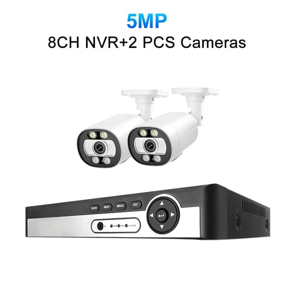5MP POE CCTV -järjestelmä, kaksoisvalotilat, parannettu yökuvaus,1T Sisäänrakennettu HDD, 8CH NVR 2PCS CAM 5MP-a