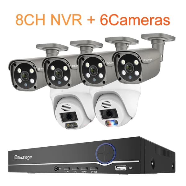 POE övervakningssystem, 8CH NVR, 5MP videokvalitet,Ingen, 8CH NVR 6 Kamera A