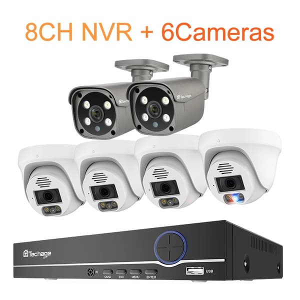 POE-valvontajärjestelmä, 8CH NVR, 5MP videolaatu,8CH NVR 6 Kamera B, 1T