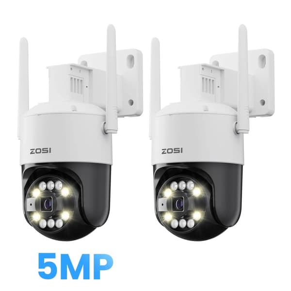 ZOSI 4K Säkerhetskamera, 8MP Upplösning, Färg Nattseende,2PCS 5MP Kamera-a