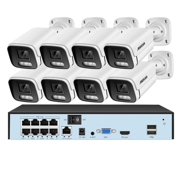 Säkerhetskamerasystem, 4K-upplösning, AI-färgnattsyn,Ingen, 8CH NVR och 8 Kamera