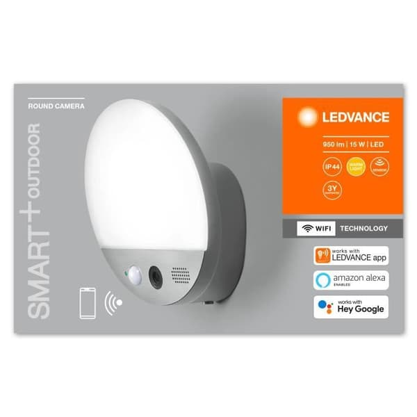 Utomhuslampa - LEDVANCE - SMART+ WIFI WALL ROUND CAMERA - 10,5 cm - Rörelsedetektor - 1080p HD-kamera