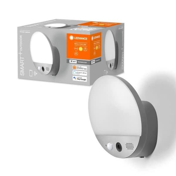 Utomhuslampa - LEDVANCE - SMART+ WIFI WALL ROUND CAMERA - 10,5 cm - Rörelsedetektor - 1080p HD-kamera