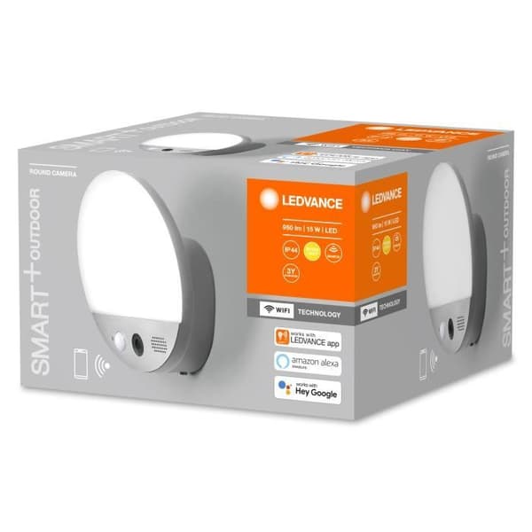 Utomhuslampa - LEDVANCE - SMART+ WIFI WALL ROUND CAMERA - 10,5 cm - Rörelsedetektor - 1080p HD-kamera