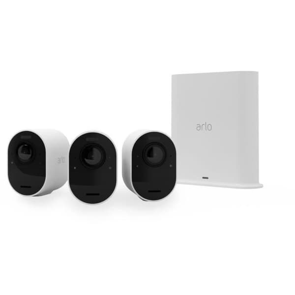 Arlo Ultra 2 - Paket med 3 trådlösa wifi-övervakningskameror - Vit - 4K - 6 månaders batteri - 180° synfält