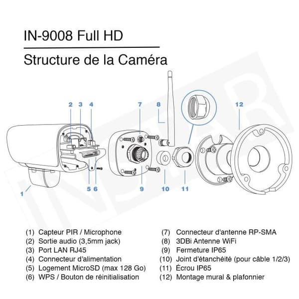 INSTAR IN-9008 Full HD IP-kamera Trådlös övervakning WiFi Utomhussäkerhet 1080P WDR PIR IP65 Night vision P2P Motoriserad DDNS