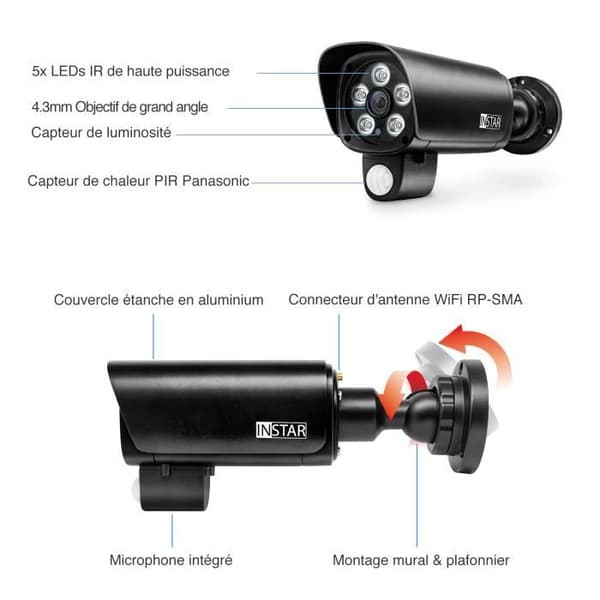INSTAR IN-9008 Full HD IP-kamera Trådlös övervakning WiFi Utomhussäkerhet 1080P WDR PIR IP65 Night vision P2P Motoriserad DDNS