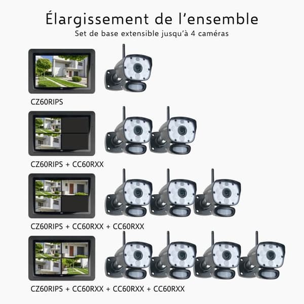 ELRO CZ60RIPS Color Night Vision Surveillance Camera Kit med 9 skärmar och appar - 1080P HD-upplösning