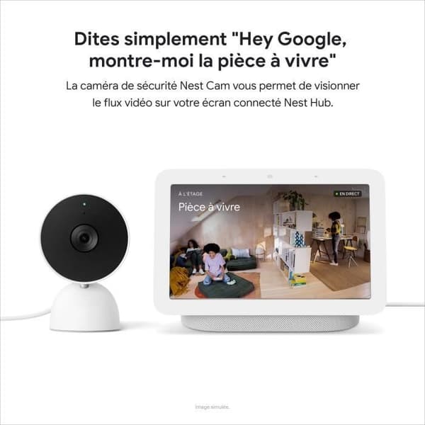 Övervakningskamera - Google Nest - 2:a generationens GA01317-FR - Utomhus/inomhus - 2 MP - 1920 x 1080 - 1080p - Ljud - Wi-Fi