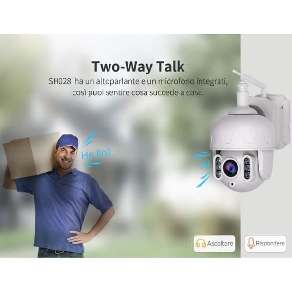 Sricam Italia Model SH028 5X optisk zoom PTZ övervakningskamera, Wi-Fi, AP, Hotspot, trådlös, infraröd, 2 Megapixel, HD,