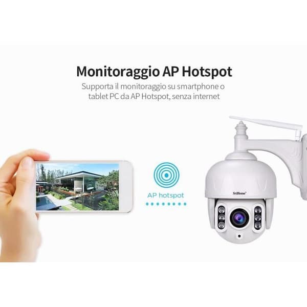 Sricam Italia Model SH028 5X optisk zoom PTZ övervakningskamera, Wi-Fi, AP, Hotspot, trådlös, infraröd, 2 Megapixel, HD,