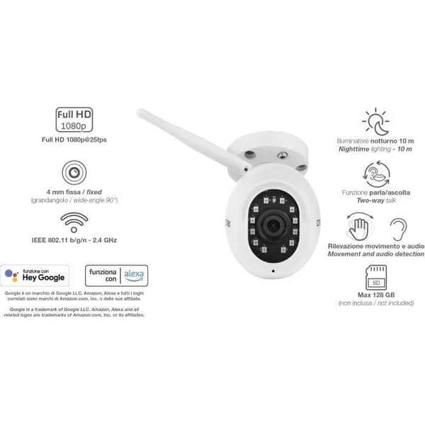 Vimar 46237.040A IP Övervakningskamera WiFi, Full HD 1080, Alexa