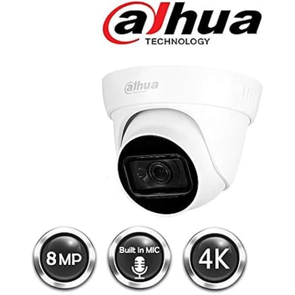 Kamera HDCVI 8MP - DAHUA - HAC-HDW1800TL-A - IR-nattseende - Inomhus/Ute - Vit