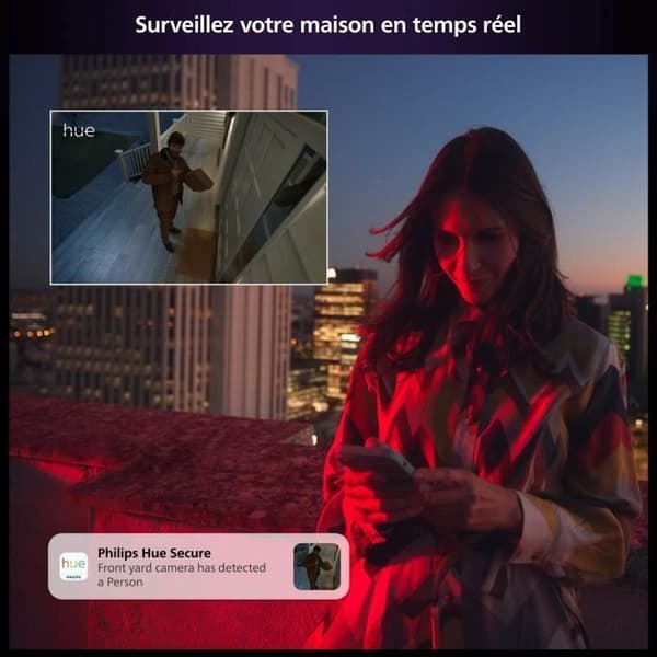 Trådlös kamera - Philips Hue - Säker - HD 1080P - Inomhus eller utomhus - Kontroll med en enda app - Vit