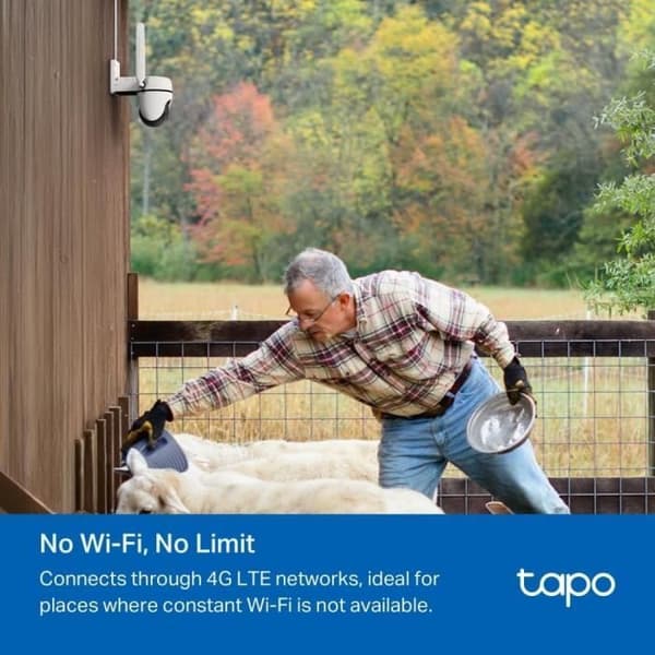 Tapo C501GW Övervakningskamera 360 utomhus, SIM-kort ingår inte, Ingen Wi-Fi krävs, Färgnattseende Starlight, detektering