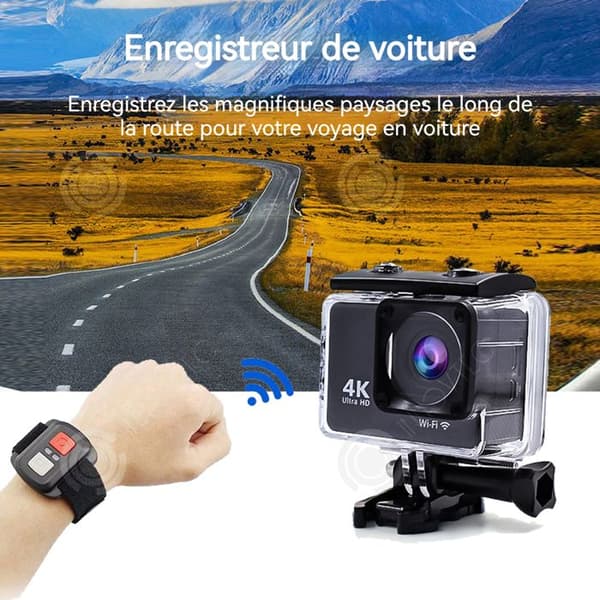 INN Actionkamera 4K60FPS 24MP inbyggd Wi-Fi vidvinkel 170 grader vattentålig upp till 30m 1050mA batteri med 64G minneskort