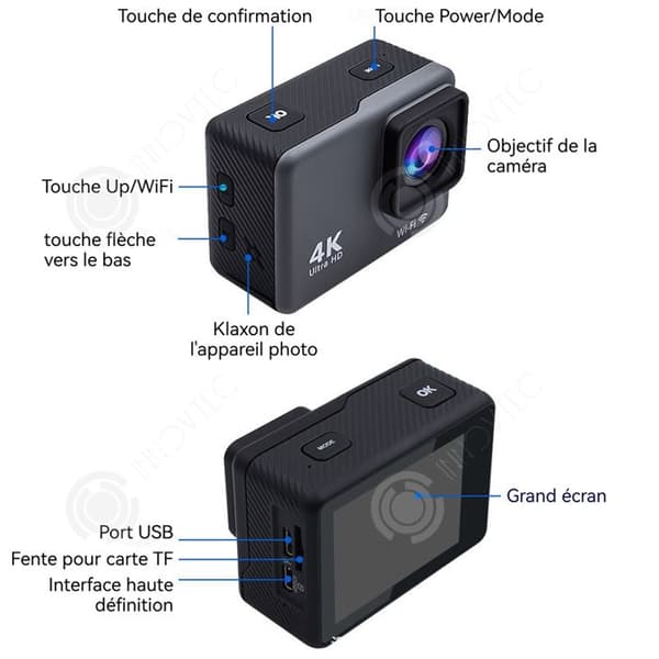INN Actionkamera 4K60FPS 24MP inbyggd Wi-Fi vidvinkel 170 grader vattentålig upp till 30m 1050mA batteri med 64G minneskort