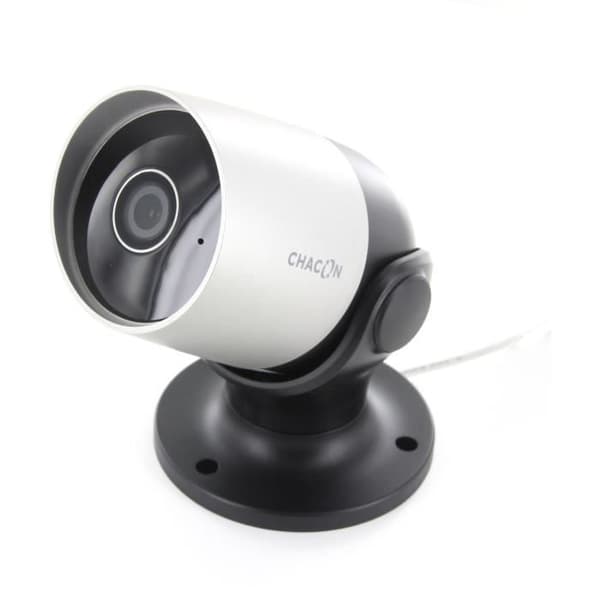 Udendørskamera - CHACON - IPCAM-FE04 - Wi-Fi - 1080P - Kompatibel med Google Home og Alexa - Hvid Sort, Hvid