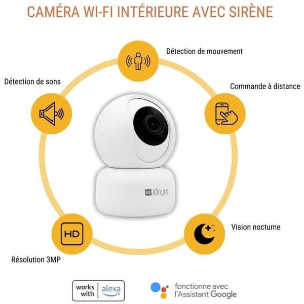Overvågningskamera - KONYKS - CAMINI 2 - Indendørs - Motoriseret - Wifi - Bevægelsesdetektion