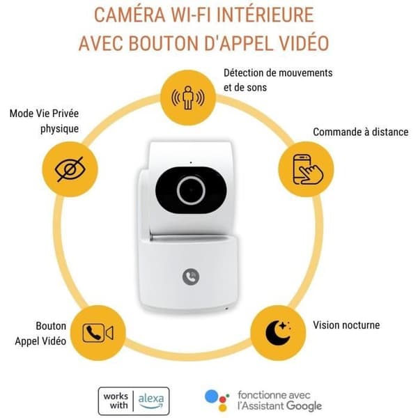 Overvågningskamera - KONYKS - CAMINI CARE 2 - Indendørs - Wifi med sirene og videoopkaldsknap