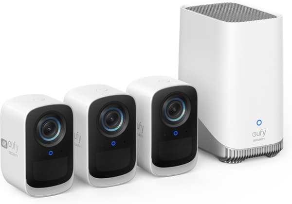 Anker eufyCam 3C övervakningssystem med tre kameror, 4K-upplösning