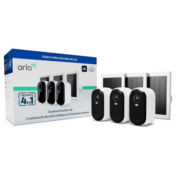ARLO Övervakningskamera Pack 3 Essential 2k kameror + 3 solpaneler