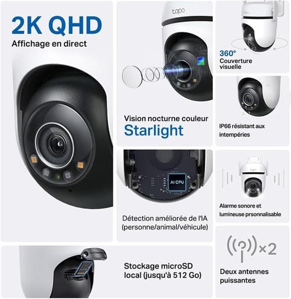 Övervakningskamera - Tapo - C520WS - PTZ - Starlight färg mörkerseende - Persondetektering
