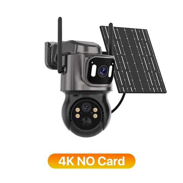 Utomhus Solar 4K IP-kamera, Dubbelobjektivdesign, Färg-nattseende,4K Inget kort