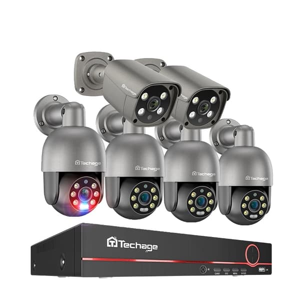 Techage 8CH Turvakamerajärjestelmä, 5MP Resoluutio, Vesitiivis IP66,8CH 6kpl Kamera, Ei mitään