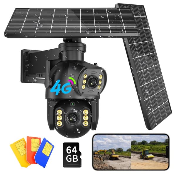 4G SIM-kort Solkamera, 8MP Høj Opløsning, Vandtæt Design,8MP 64G -kort, EU -stik