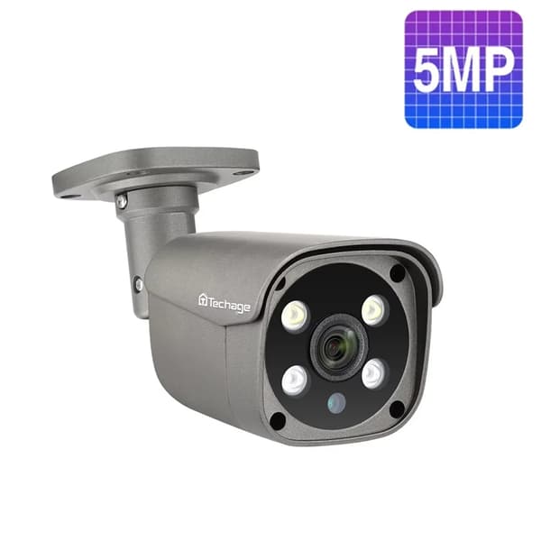 Techage säkerhetskamera, 5MP/8MP upplösning, AI mänsklig detektion,2cps, 48V POE 5MP Kamera