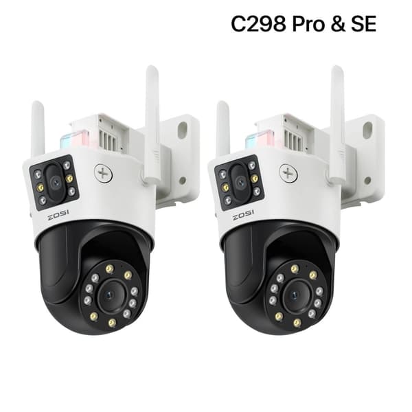 ZOSI WiFi PTZ Sikkerhedskamera, 8MP Opløsning, Dual-Lens Teknologi,C298 Pro og SE