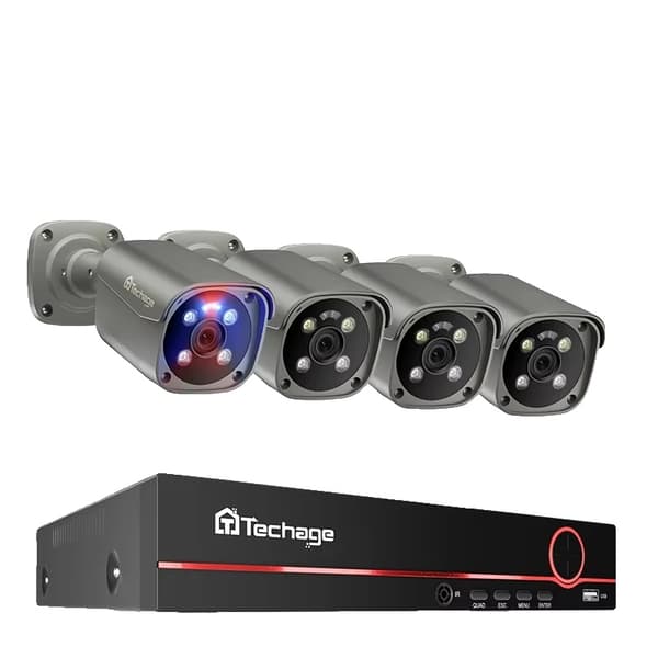 Overvågningskamera system, 8CH NVR, 5MP opløsning,8ch 4pcs 8MP kamera, Ingen indbygget HD