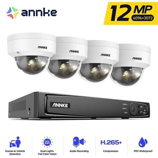 12MP CCTV-sæt, 4 kameraer, IP67 vejrbestandig,0TB