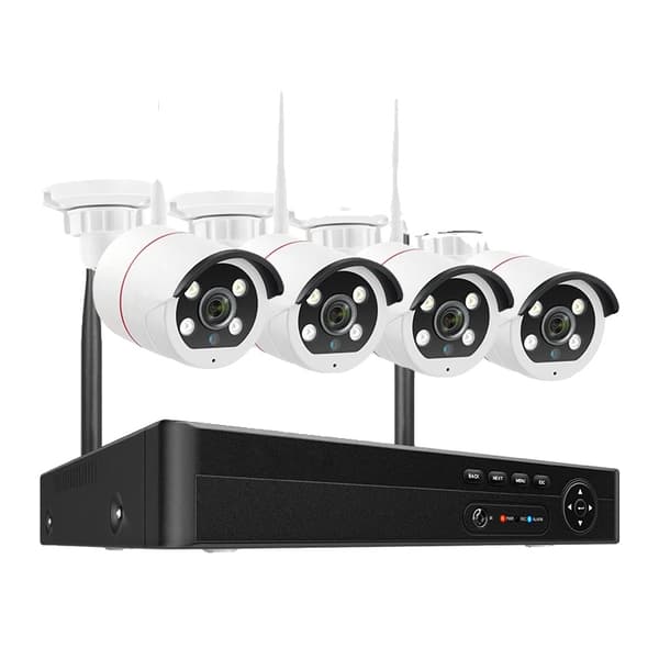 Trådlöst säkerhetskamerasystem, 5MP HD-upplösning, nattseende upp till 10 meter,8CH NVR och 4 Kamera, 3T Inbyggd HDD