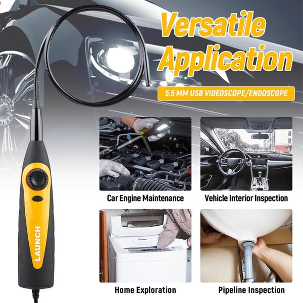 Inspektionskamera, kompakt 7 mm USB-design, fuld VGA videooptagelse, 30-tommer fleksibel probe