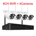 Miniatyrbillede 2 af 2: Trådløst sikkerhedskamerasystem, 5MP HD-opløsning, nattevision op til 10 meter,1T Indbygget HDD, 8CH NVR og 4 Kamera