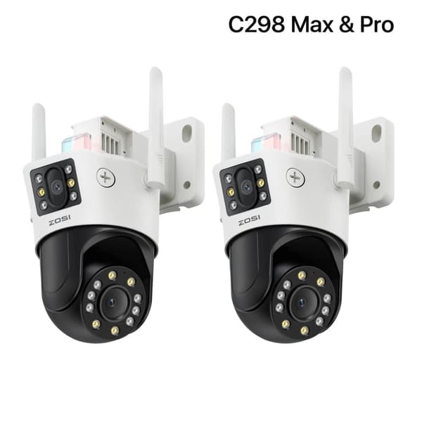 ZOSI WiFi PTZ Sikkerhedskamera, 8MP Opløsning, Dual-Lens Teknologi,C298 Max og Pro