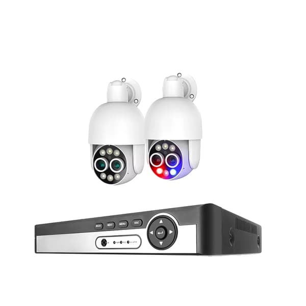 8CH Sikkerhedskamera System, Dobbelt Linse, AI Menneske Detektion,8CH NVR 2 stk. kameraer, 1T Indbygget HDD