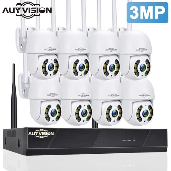 WiFi PTZ IP-kameraer, 3MP opløsning, AI menneskelig detektion,2T, 8CH NVR x 3MP 8PTZ