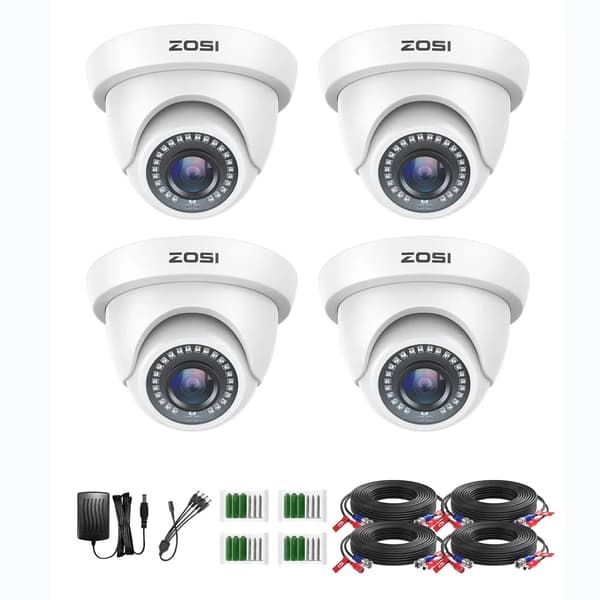 ZOSI 4Pack Turvakamerat, 1080P HD Resoluutio, 80 jalkaa Yönäkö,Valkoinen