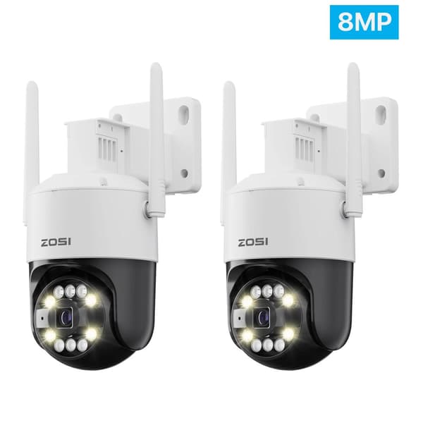 ZOSI CCTV Sikkerhedskamera, 8MP Ultra HD, AI Menneskeopdagelse,8MP UDEN TF-kort x 2
