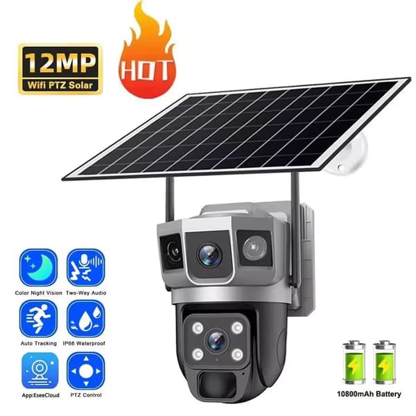 12MP WiFi PTZ Solkamera, Farve Nattesyn, To-Vejs Lyd,WIFI