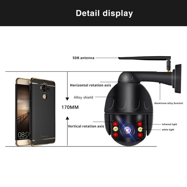 8MP WiFi PTZ Kamera, 360° Pan, 5X Optisk Zoom,8MP, EU-stik