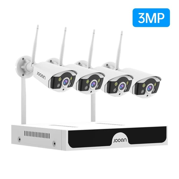 Langaton CCTV-järjestelmä, 3MP resoluutio, 10 kanavaa, värillinen yökuvaus,EU-plugi, 2T, 10CH 3MP 4 Kamerat
