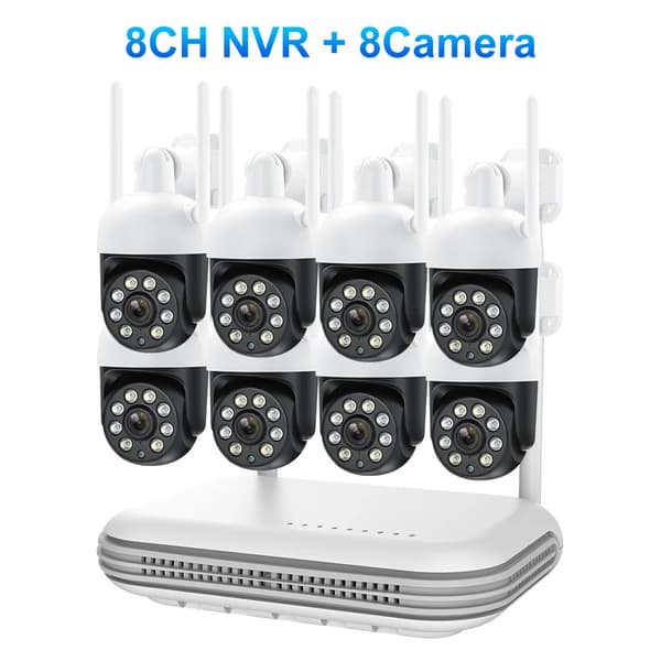 MISECU H.265 Langaton CCTV-järjestelmä, 4MP Resoluutio, Kaksisuuntainen Ääni,8CH NVR 8 Kamera