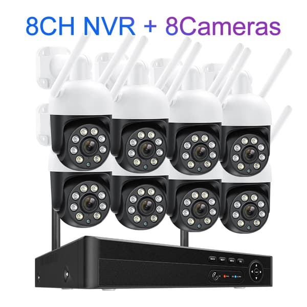 Trådlöst säkerhetskamerasystem, 8CH NVR, HD videokomprimering,8CH NVR 8 Kamera