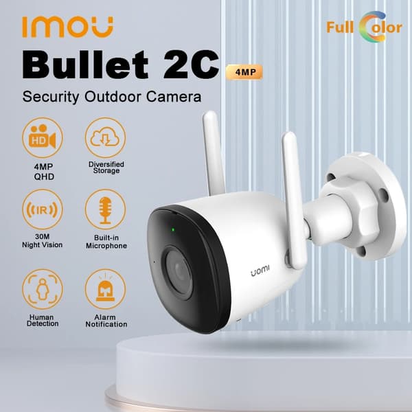 Sikkerhedsudendørs kamera, 4MP opløsning, AI menneskedetektion,Kugle 2c 4mp 3,6 mm, 3,6 mm, EU -stik