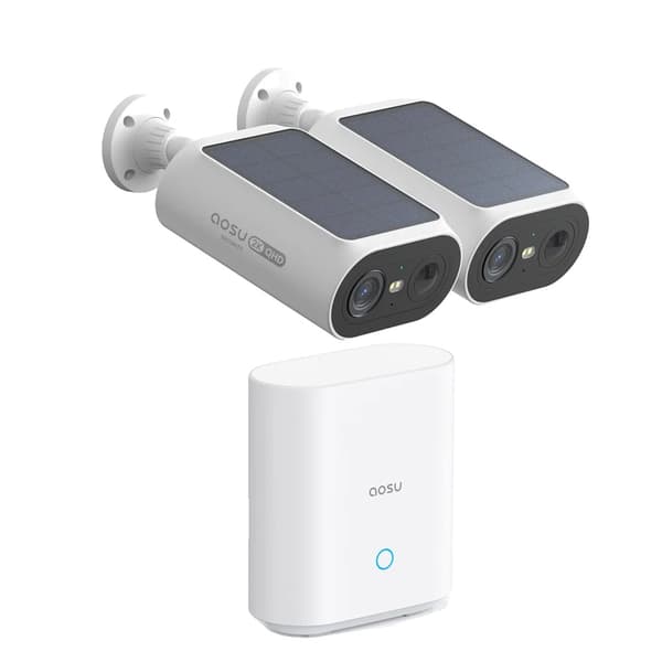AOSU Langaton Kamerajärjestelmä, 3MP Resoluutio, Aurinkovoimalla Toimiva,Eu plug in Finnish is "Eu-plugi", 2 kpl setti